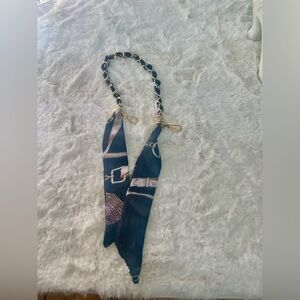 🛍️2/$30 Black Scarf gold Chain Charm Strap with Gold Hardware